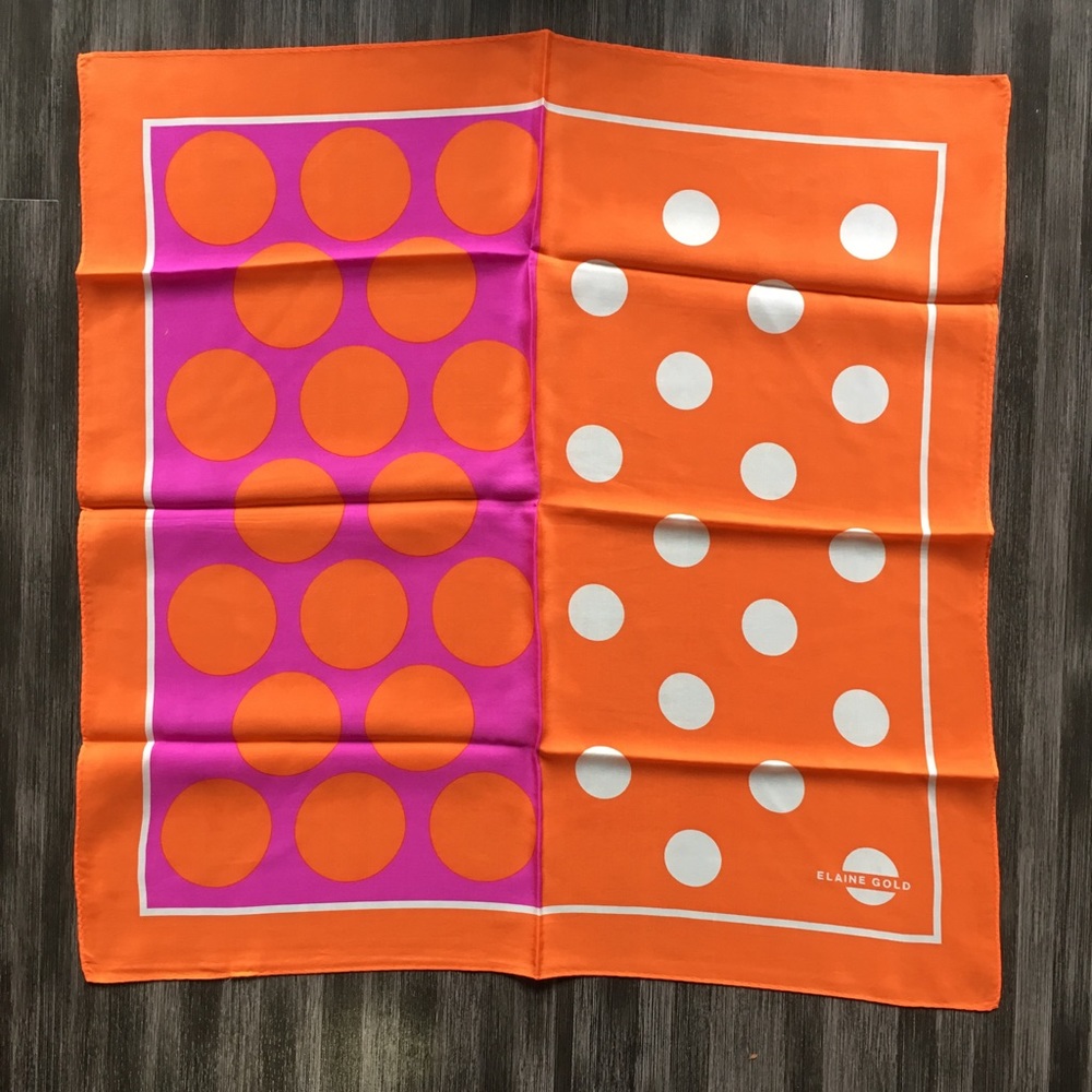 Vintage square silk scarves with hot pink accents